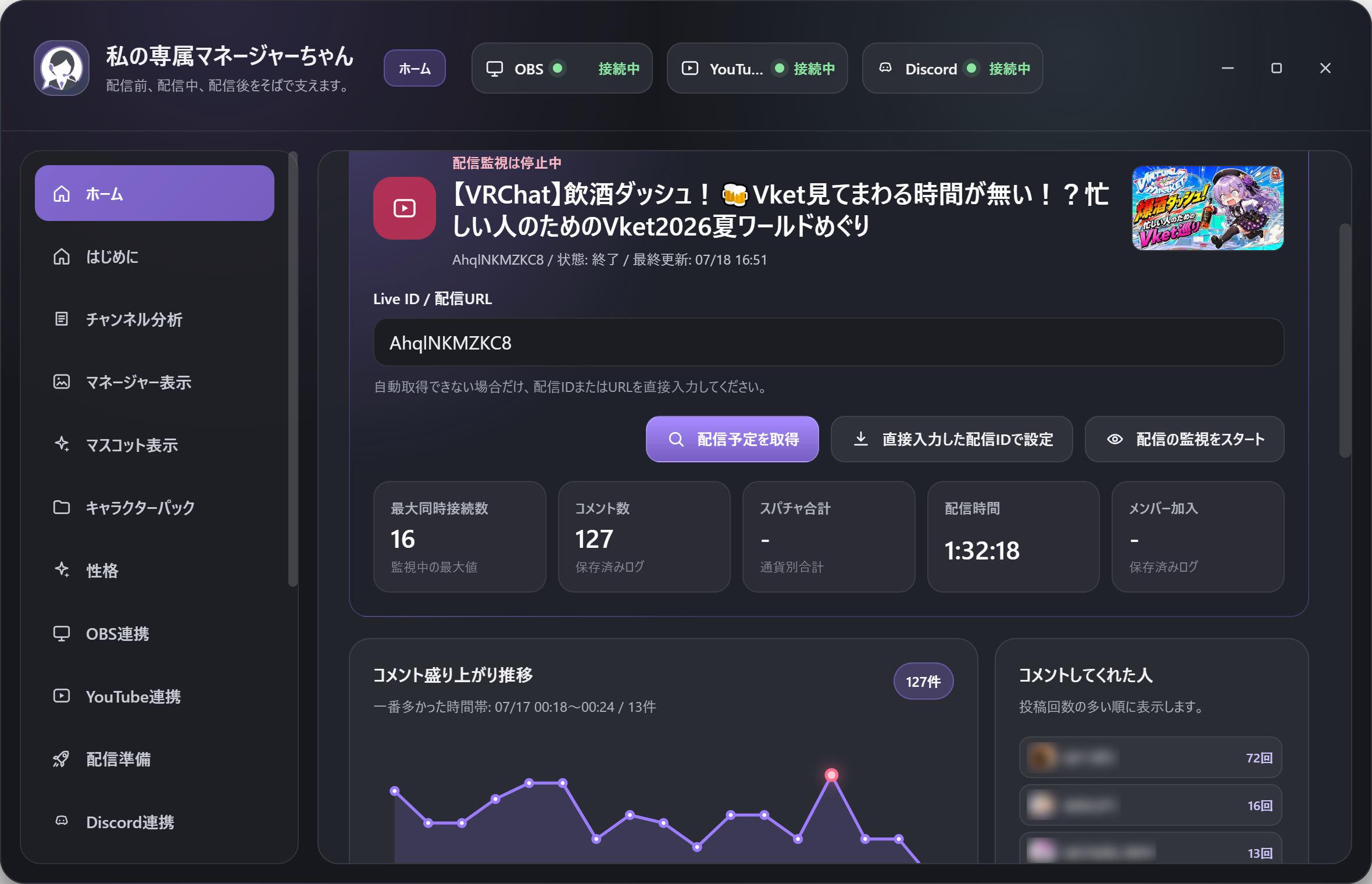 配信分析画面